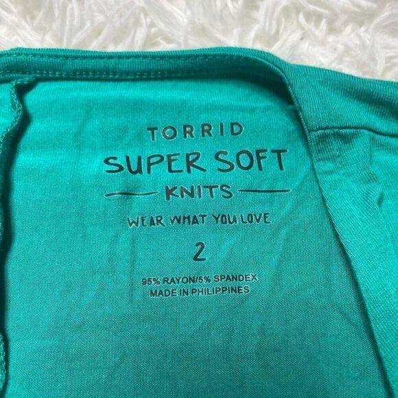 TORRID Super Soft Teal Drape Open Front Cardigan Plus Size 2X Stretchy - Picture 3 of 9